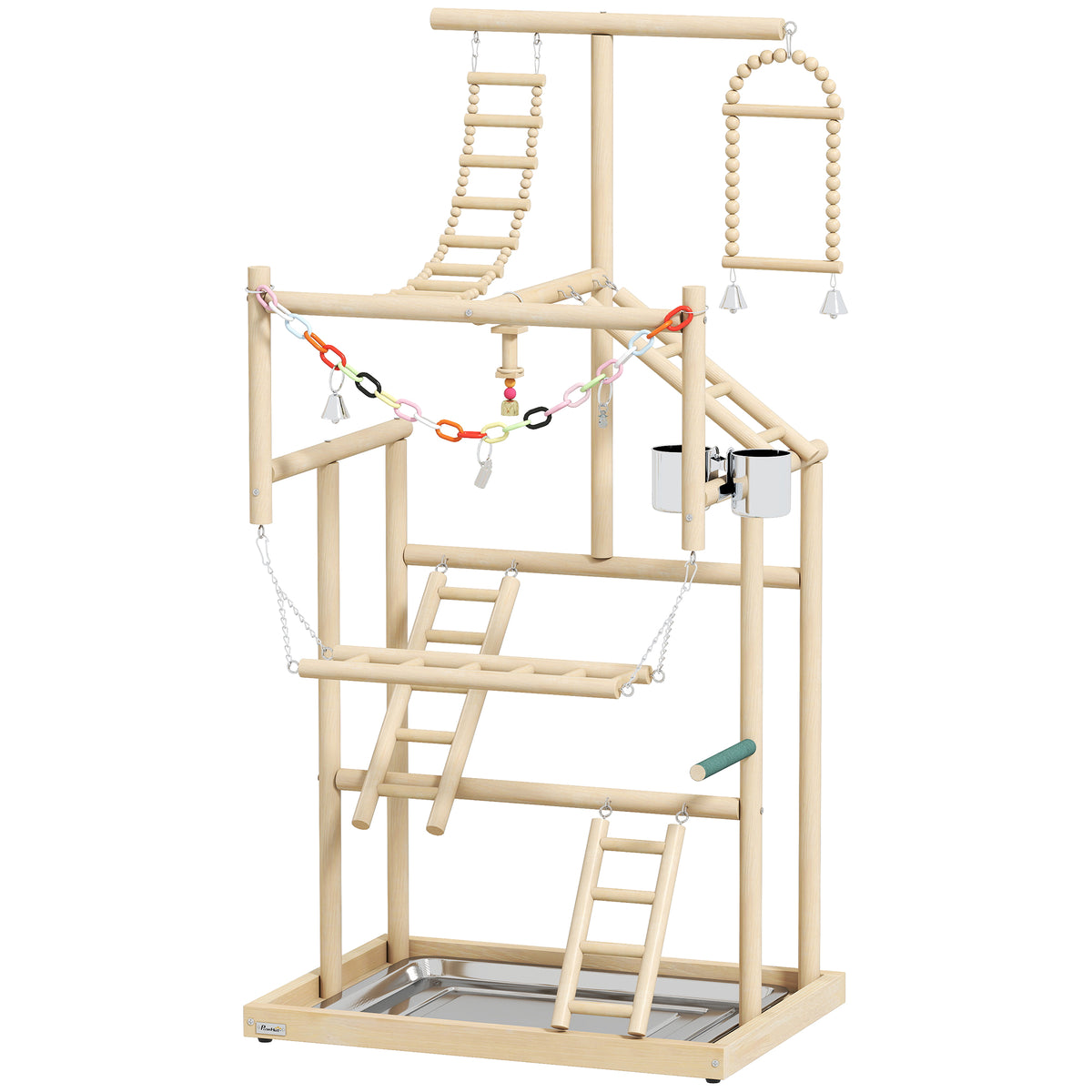 Pawhut Parque De Juegos Para Pájaros Con Escaleras Columpio Cadena Bandeja_0
