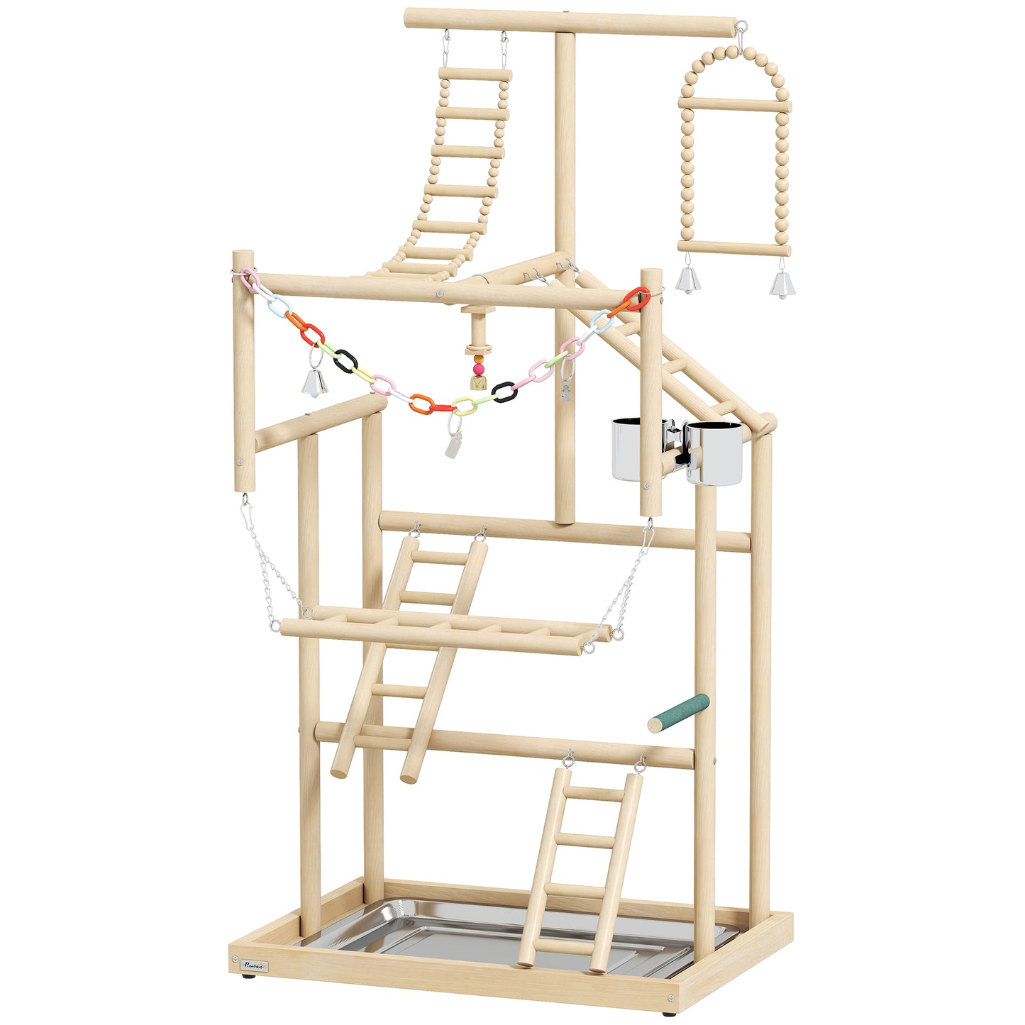Pawhut Parque De Juegos Para Pájaros Con Escaleras Columpio Cadena Bandeja_0