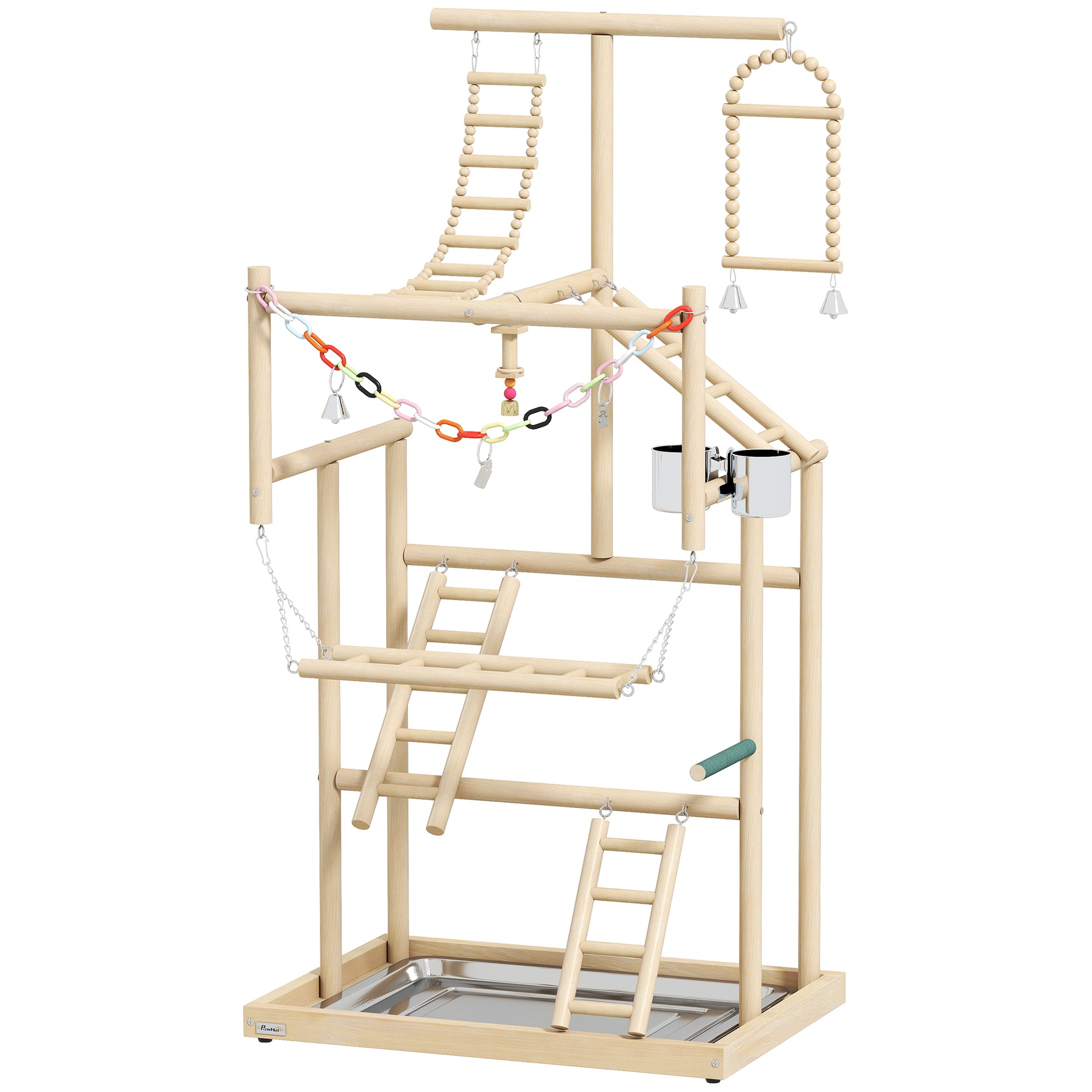 Pawhut Parque De Juegos Para Pájaros Con Escaleras Columpio Cadena Bandeja_0