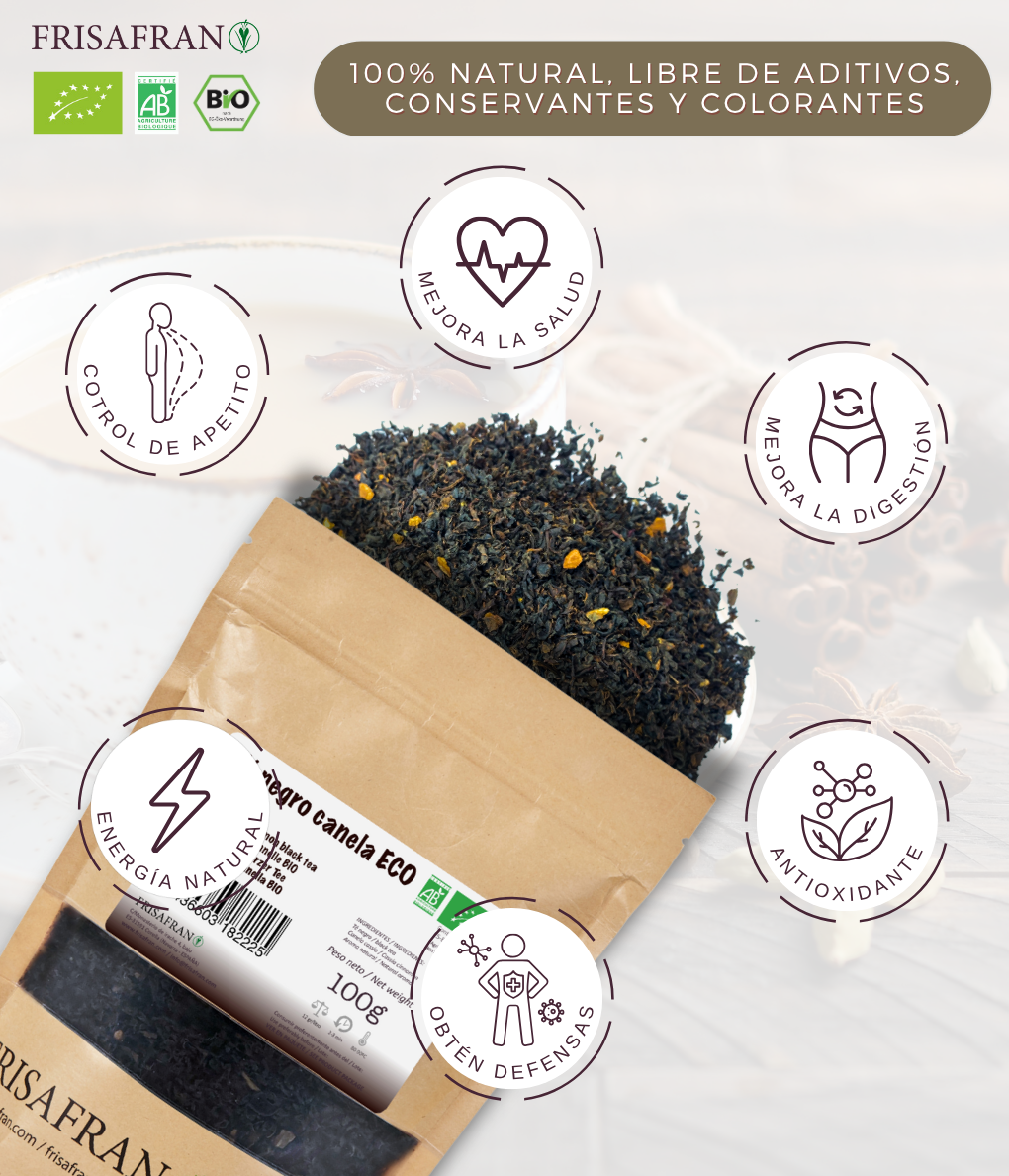 Té Negro Canela Ecológico Granel | Calidad | Frisafran 100 G_1