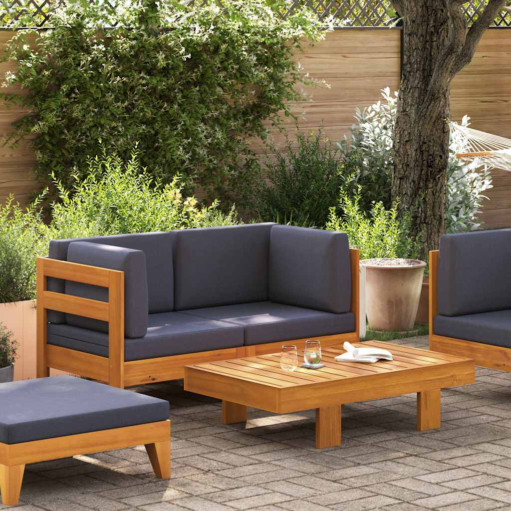 Vidaxl Muebles De Jardín 2 Pzas Cojines Madera Acacia Gris Oscuro_1
