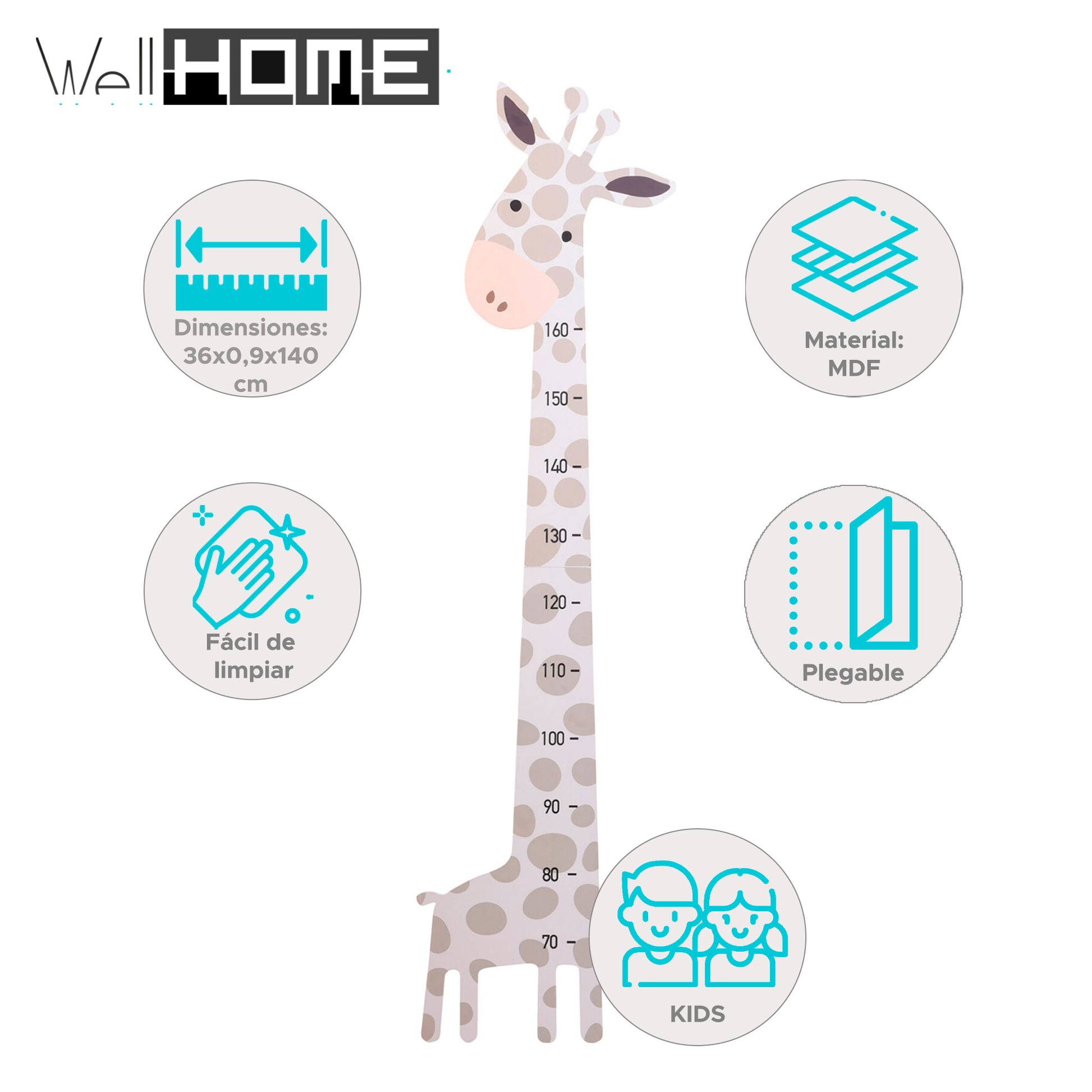 Well Home Tablero Para Medir En Forma De Jirafa Mdf H.140cm_1