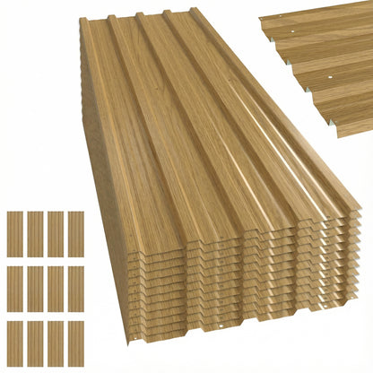 Outsunny Juego De 12 Paneles Para Tejado De Acero Galvanizado 129x45cm Natural_0