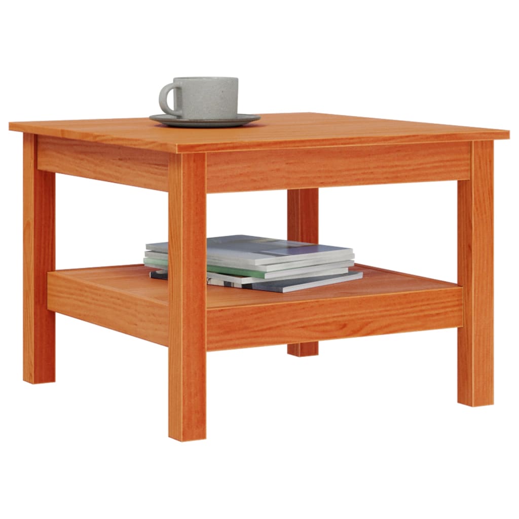 Mesa De Centro Madera Maciza De Pino Marrón Cera 55x55x40 Cm_2