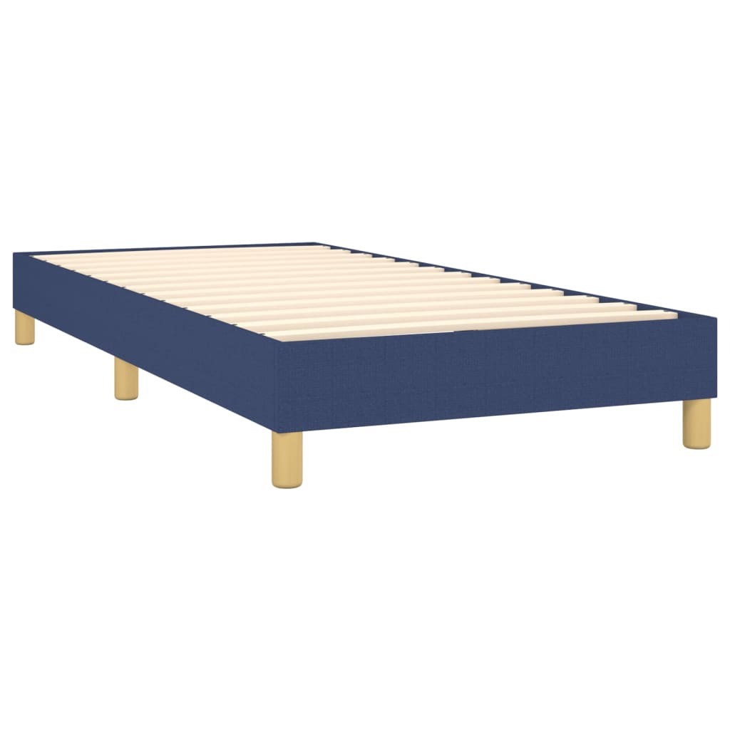Cama Box Spring Con Colchón Y Led Tela Azul 80x200 Cm / Vetonek_2