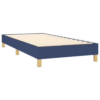 Cama Box Spring Con Colchón Y Led Tela Azul 90x190 Cm / Vetonek_2