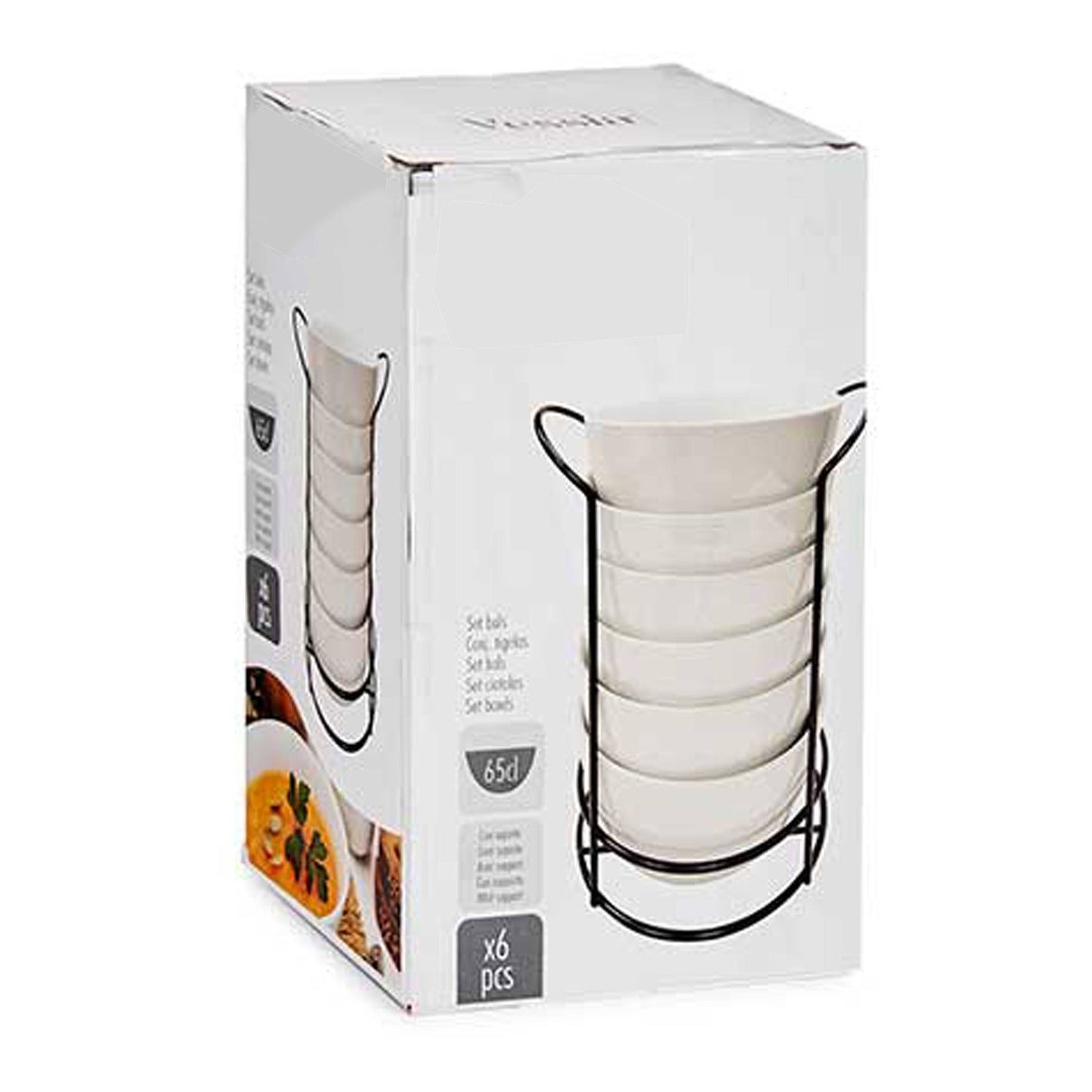 Bol Redondo Blanco Con Estante Negro 800 Colección Vessia