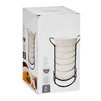 Bol Redondo Blanco Con Estante Negro 800 Colección Vessia