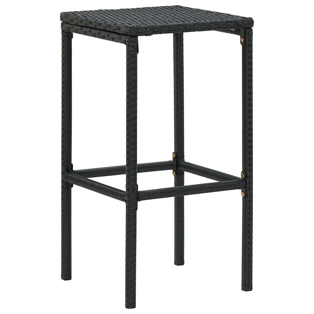 Taburetes De Cocina Con Cojines 3 Uds Ratán Sintético Negro_1
