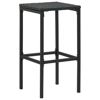 Taburetes De Cocina Con Cojines 3 Uds Ratán Sintético Negro_1
