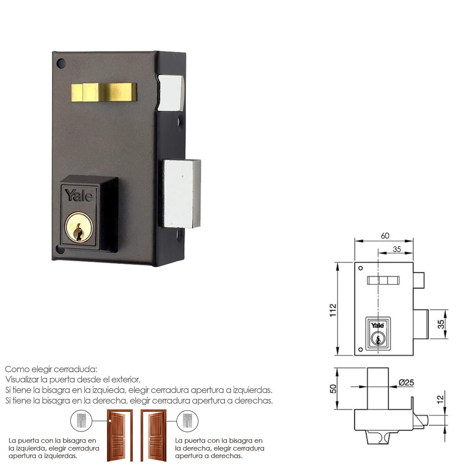 Cerradura Yale   56-a/hp/60/ Derecha_1