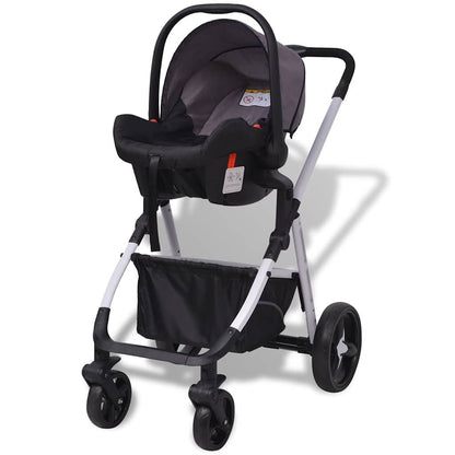 Vidaxl Cochecito De Bebé 3 En 1 Gris Y Negro Aluminio_4