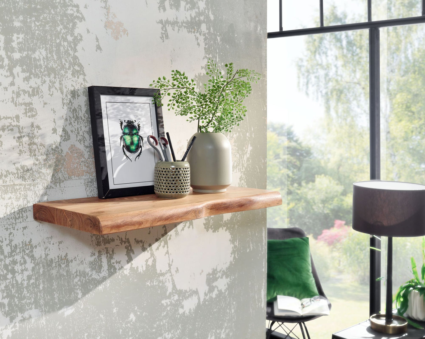 Estantería De Pared 60 Cm En Madera Maciza De Acacia_2