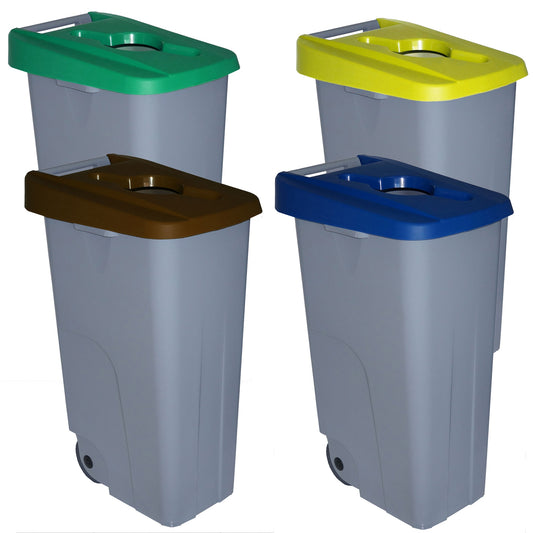 Pack Contenedor Reciclo 110 Litros Abierto En 4 Contenedores De Colores. Capacidad Total 440 Litros_0