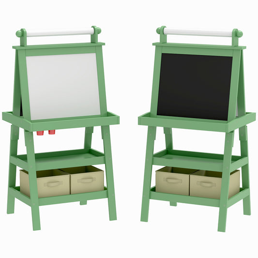 Aiyaplay Pizarra Infantil Caballete 3 En 1 Con Rollo De Papel Y Cestas Verde_0