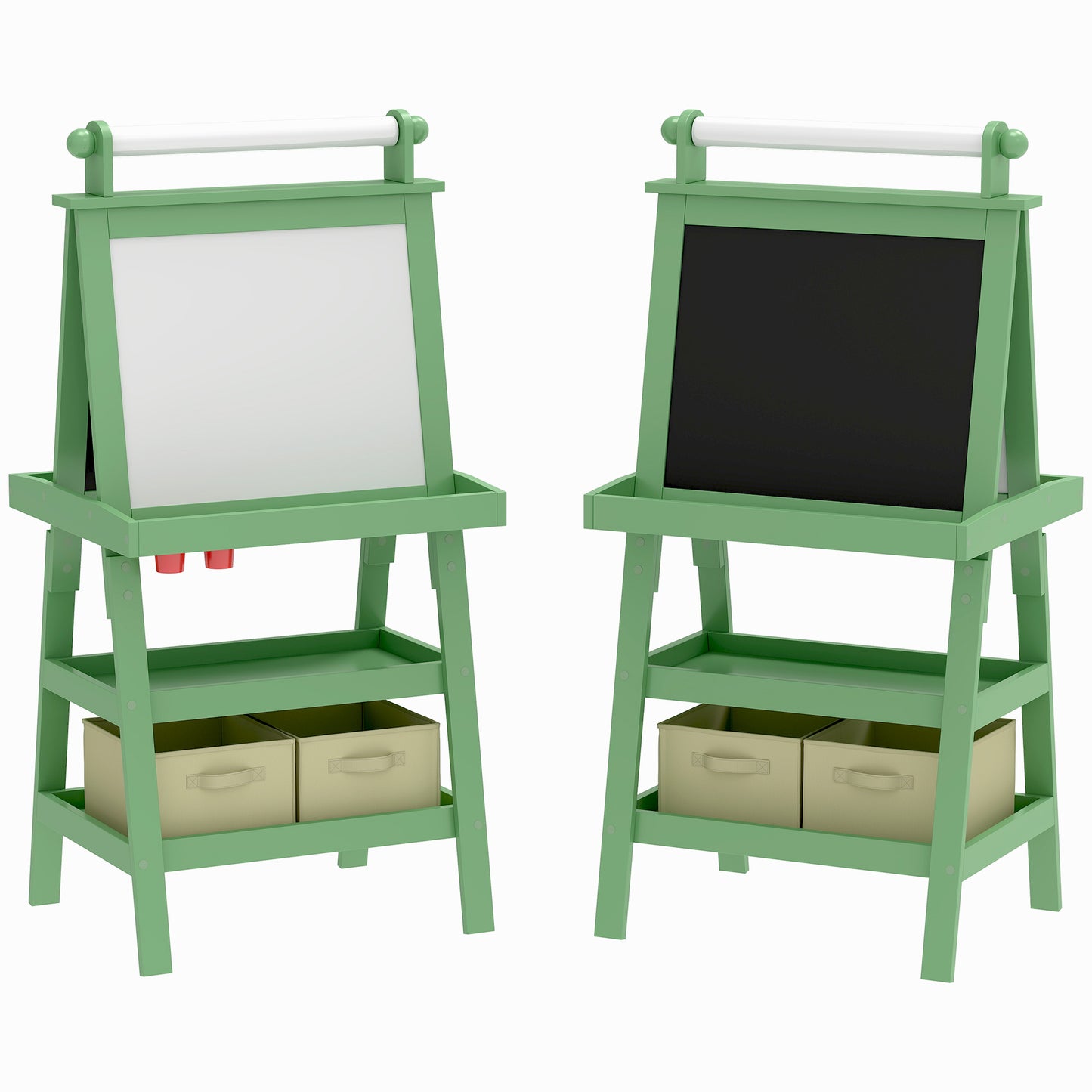 Aiyaplay Pizarra Infantil Caballete 3 En 1 Con Rollo De Papel Y Cestas Verde_0