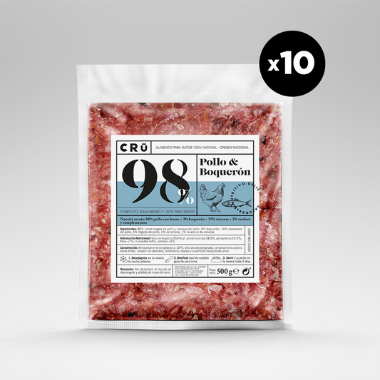 Menú Barf De Pollo Y Boquerón Para Gato - 10 Paquetes_0