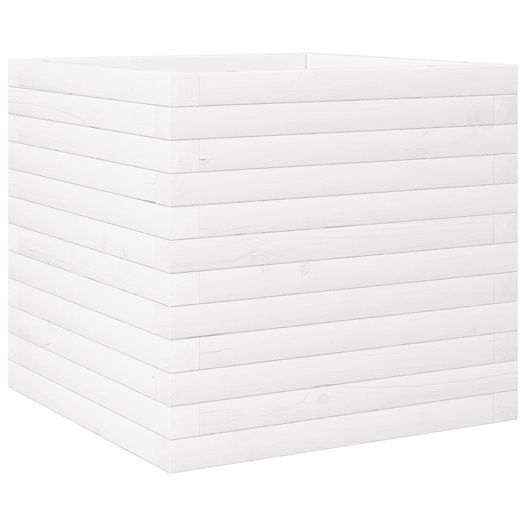 Jardinera De Madera Maciza De Pino Blanca 50x50x46 Cm_0