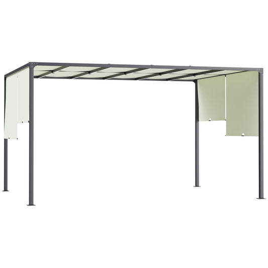 Outsunny Pérgola De Jardín 3x4 M Con Techo Deslizable Cenador Con Luces Led_0