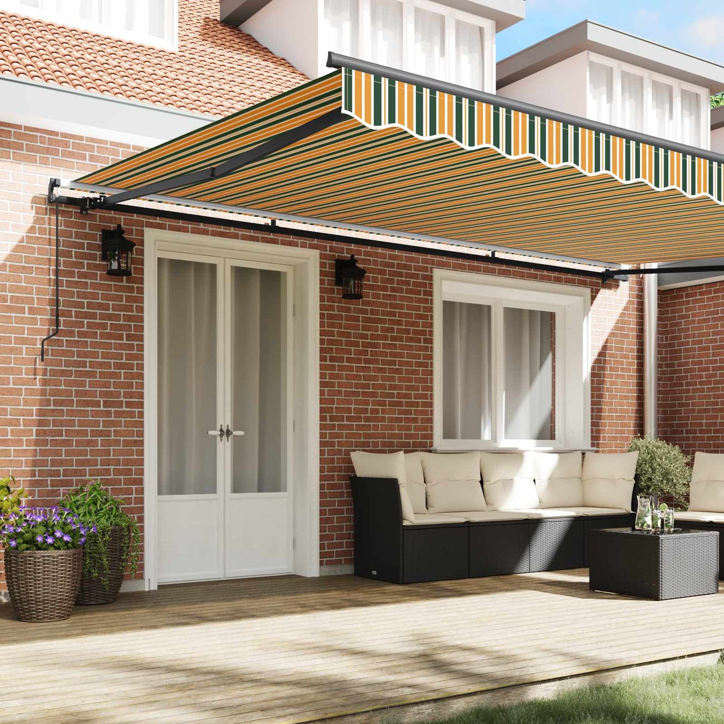 Toldo Retráctil Verde Y Amarillo 500 X 350 Cm_2
