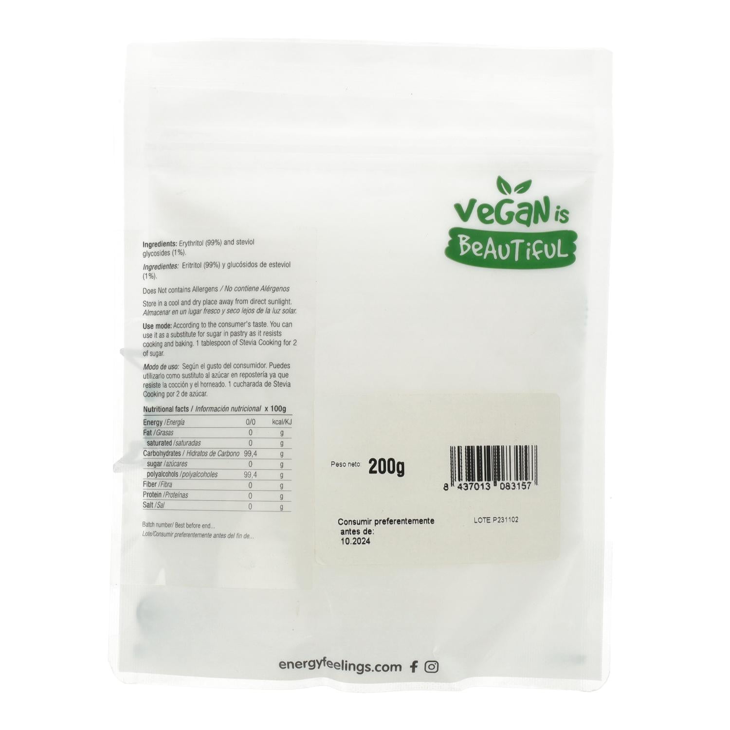 Stevia cooking 1:2 Energy Feelings 250 g