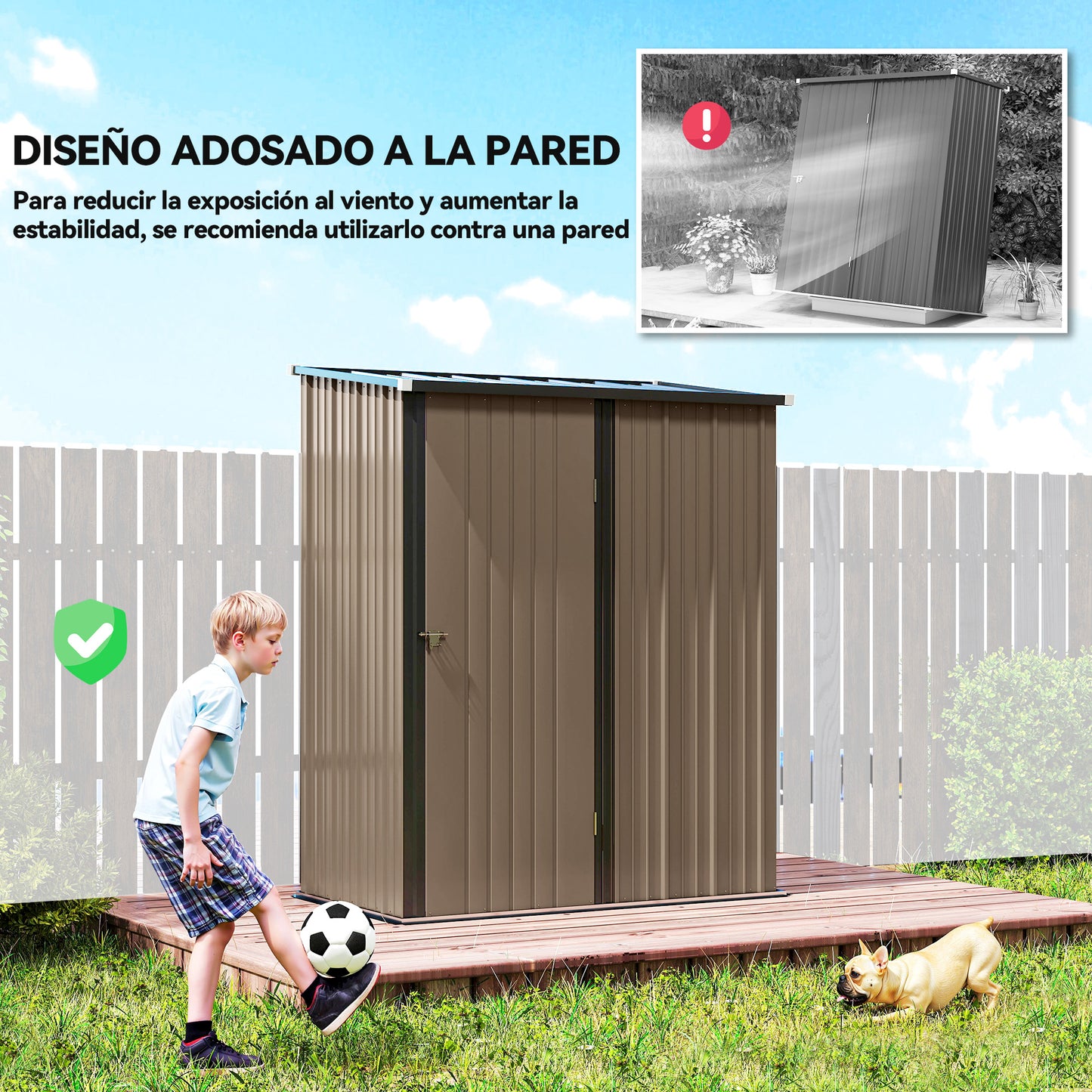 Outsunny Cobertizo De Jardín De Exterior 1,34 M² 161,5x94,5x196 Cm Marrón_5
