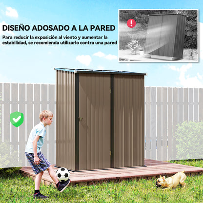Outsunny Cobertizo De Jardín De Exterior 1,34 M² 161,5x94,5x196 Cm Marrón_5