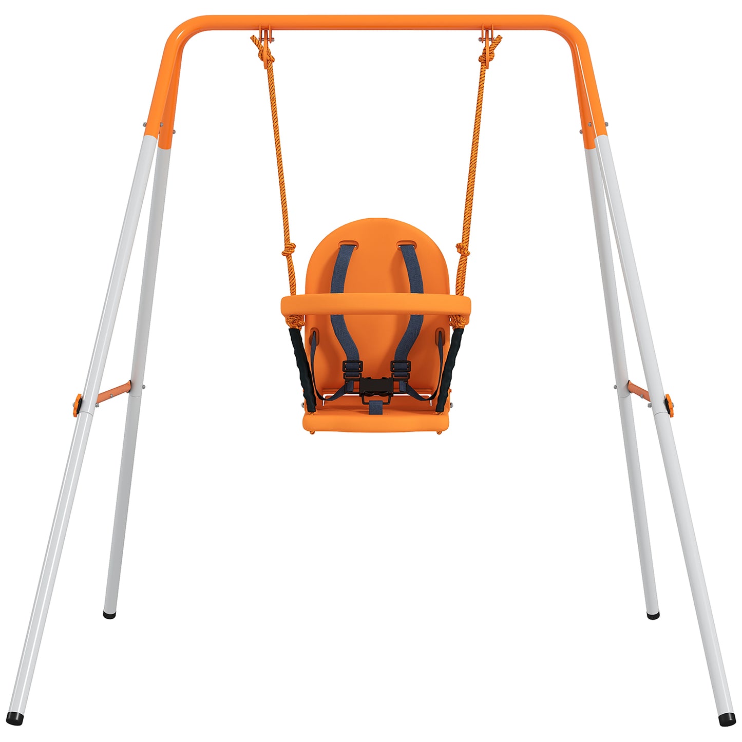 Outsunny Columpio Para Bebés Exterior De Acero Con Cinturón De Seguridad Naranja_0
