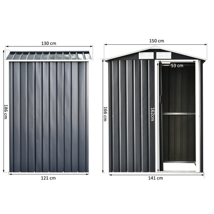 Outsunny Caseta De Jardín Metálica 150x130x186cm Con Techo Inclinado 4 Ventanas_2