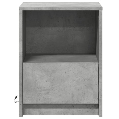 Mesita De Noche Luces Led 2 Uds Madera Ingeniería Gris Hormigón_4