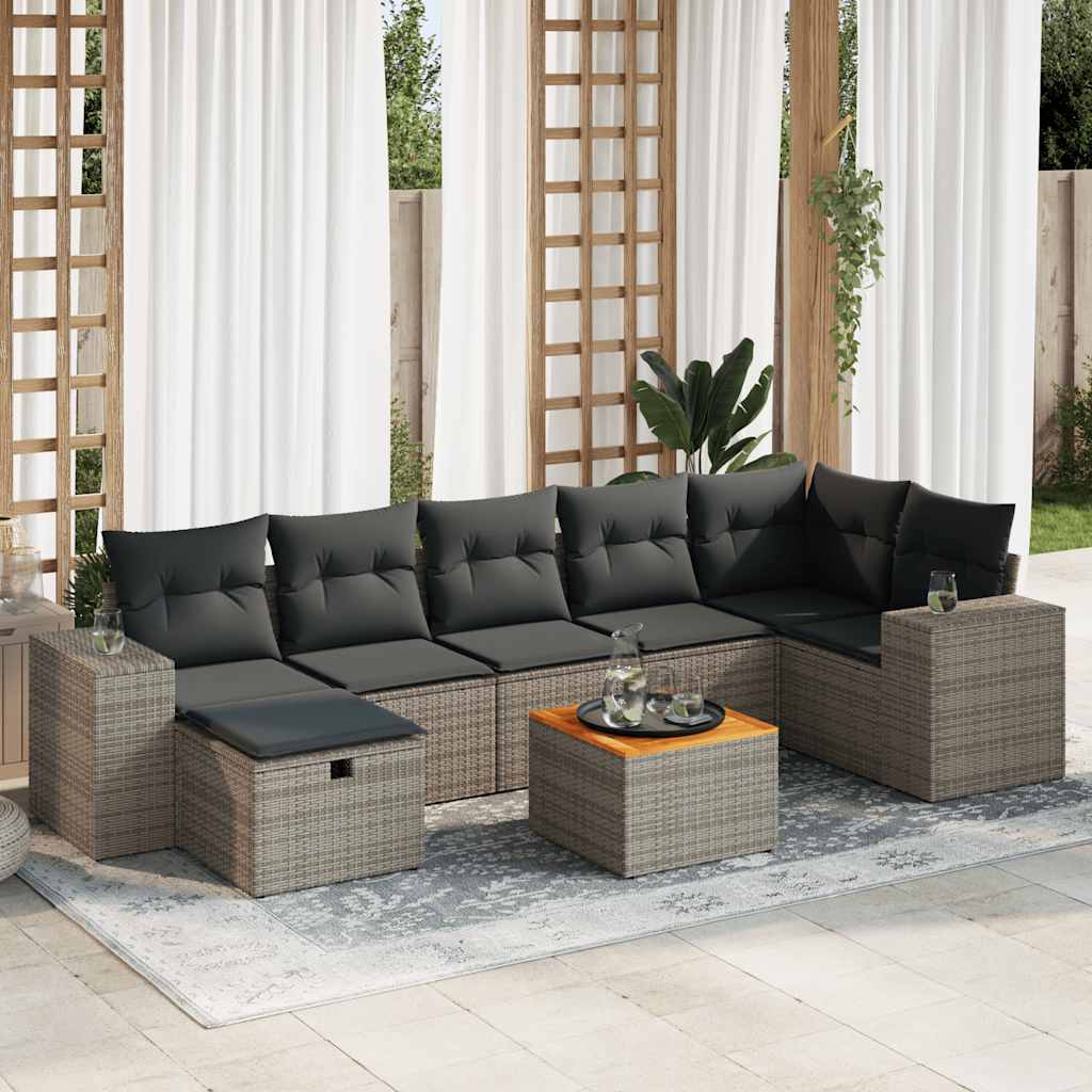 Set De Sofás De Jardín Y Cojines 8 Piezas Ratán Sintético Gris / Vetonek_1