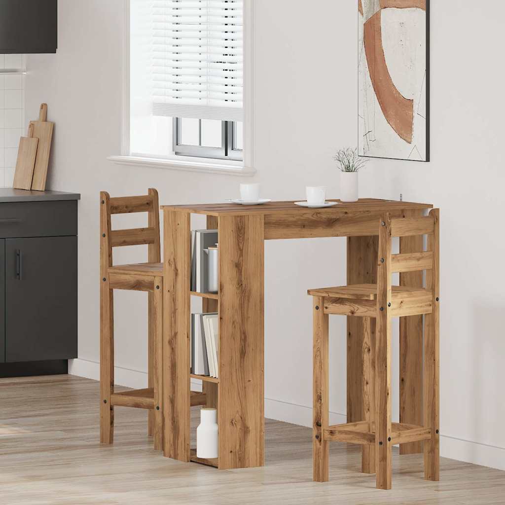 Mesa Alta Con Estante Madera Roble Artisan 102x50x103,5 Cm_1