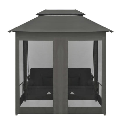 Vidaxl Banco Balancín De Jardín Dosel Antracita Acero 220x160x240 Cm_4