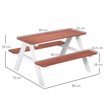 Outsunny Juego De Mesa Y 2 Bancos Infantiles De Madera 89x79x50 Cm Marrón_2