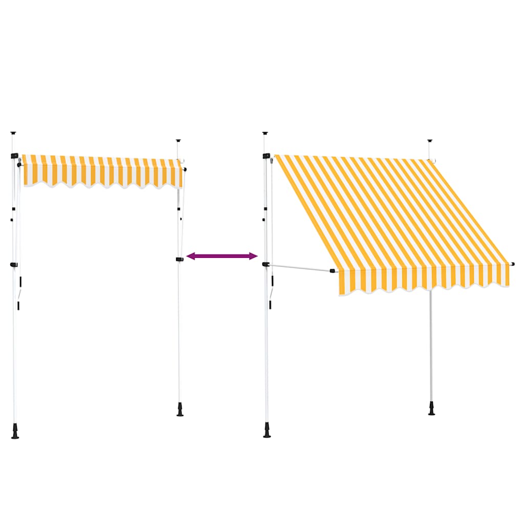 Toldo Manual Retráctil 200 Cm Naranja Y Blanco A Rayas_5