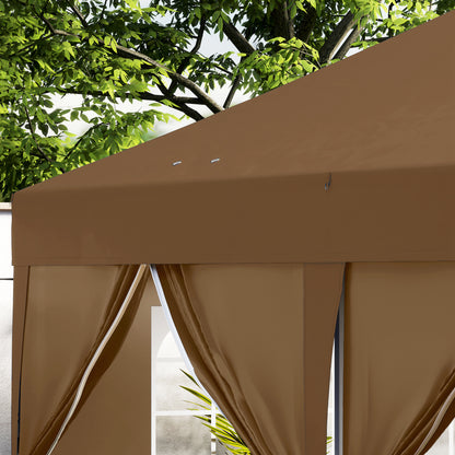 Outsunny Carpa Plegable 6x3 M Con 6 Paredes Laterales Impermeable Anti-uv Café_3