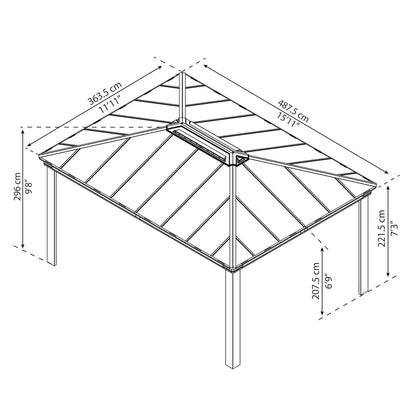Gazebo sombreado cenador Dallas 360x843 cm