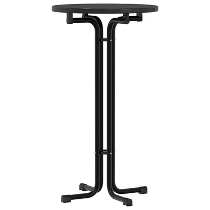 Mesa Alta De Comedor Madera Ingeniería Y Acero Negro Ø60x110 Cm_0