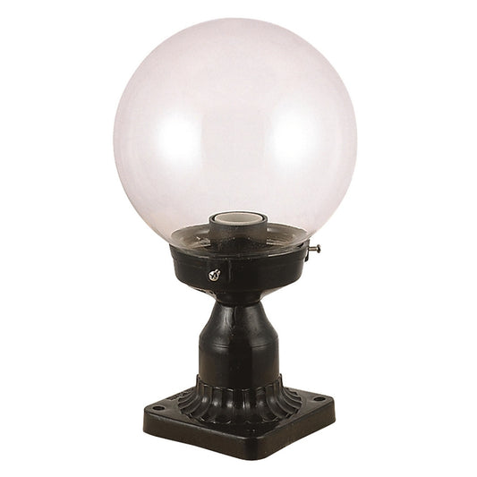 Aplique De Pared Pantalla Transparente Para Exterior, Abs , Negro, 20x20x35, Casquillo E 27 Max 60 W_0