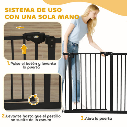 Pawhut Barrera De Seguridad Para Perros Escaleras Y Puertas 74-94 Cm Negro_5