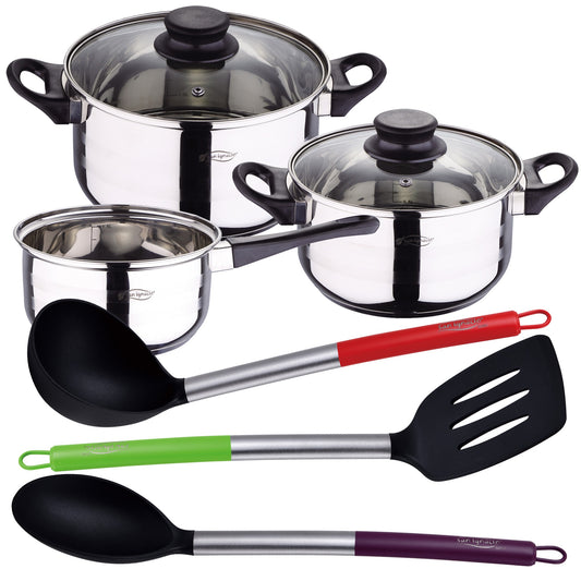 Pack Batería De Cocina 5 Piezas + Set De 3pc Utensilios De Cocina En Nylon_0