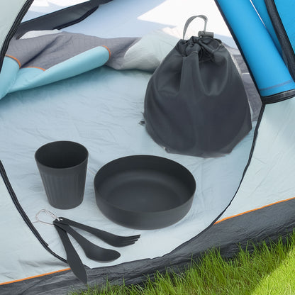 Well Home Juego De 6 Piezas De Camping: Bol 730ml, Taza 330ml, Bolsa De Almacenaje Y 3pcs De Cubiertos En Gancho_2