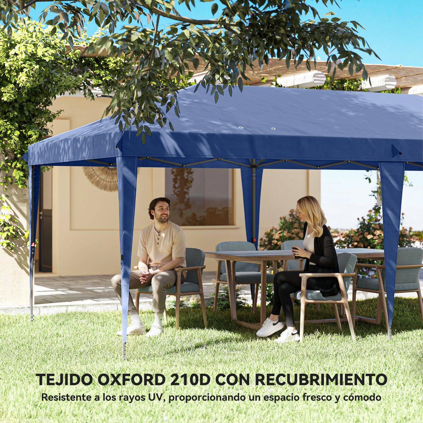 Outsunny Carpa Plegable 6x3 M Con 4 Laterales Desmontables 2 Ventanas Azul_5