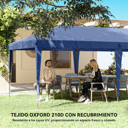 Outsunny Carpa Plegable 6x3 M Con 4 Laterales Desmontables 2 Ventanas Azul_5