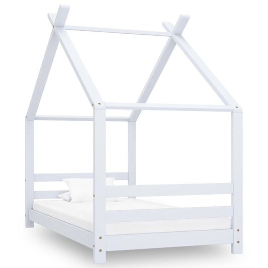 Vidaxl Estructura De Cama Infantil Madera Maciza Pino Blanco 80x160 Cm_0