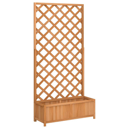 Jardinera Con Enrejado Marrón 90x35x180 Cm Madera Maciza De Abeto_0