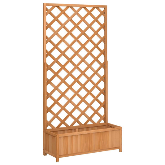 Jardinera Con Enrejado Marrón 90x35x180 Cm Madera Maciza De Abeto_0