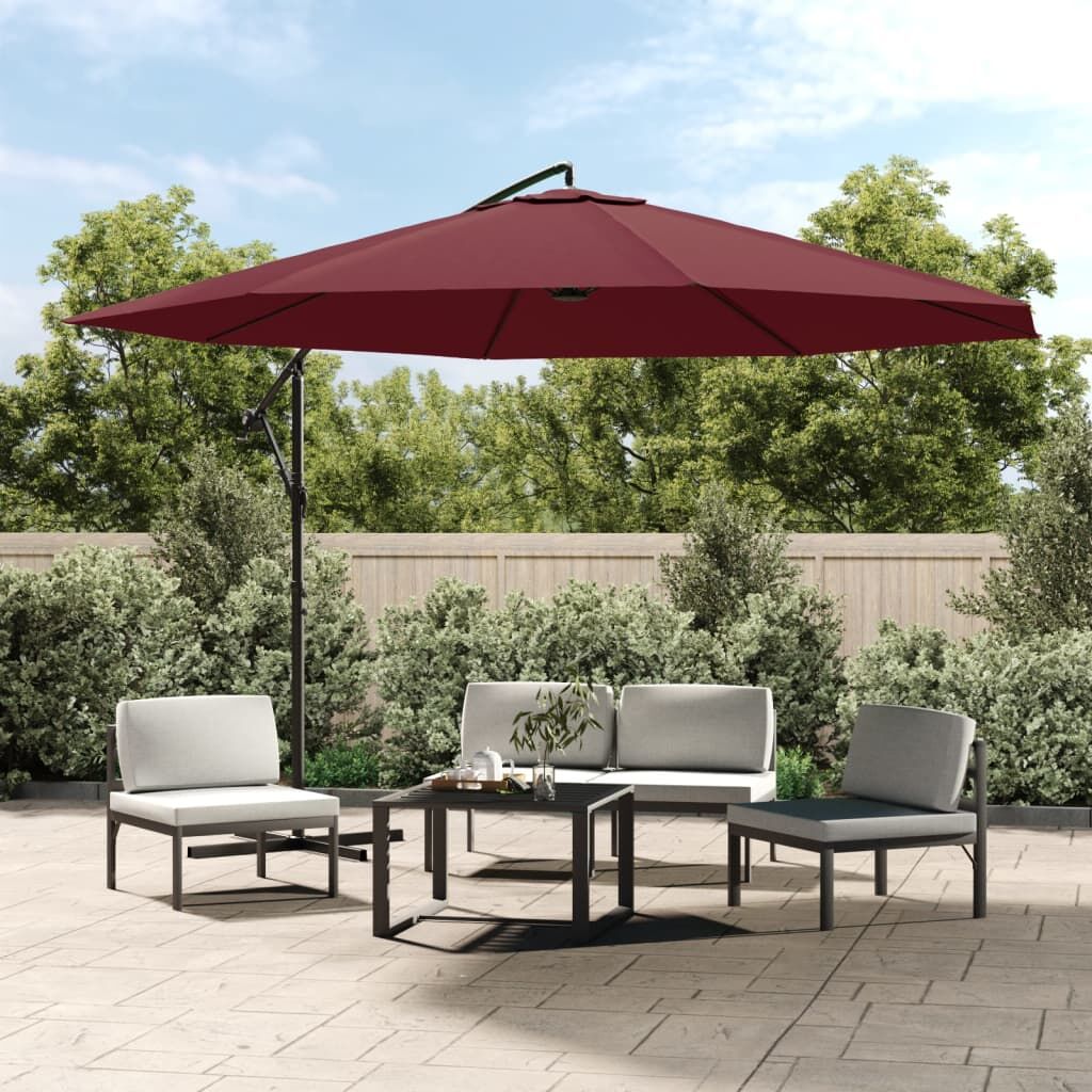 Vidaxl Sombrilla Voladiza Con Poste De Aluminio Rojo Burdeos 350 Cm_1
