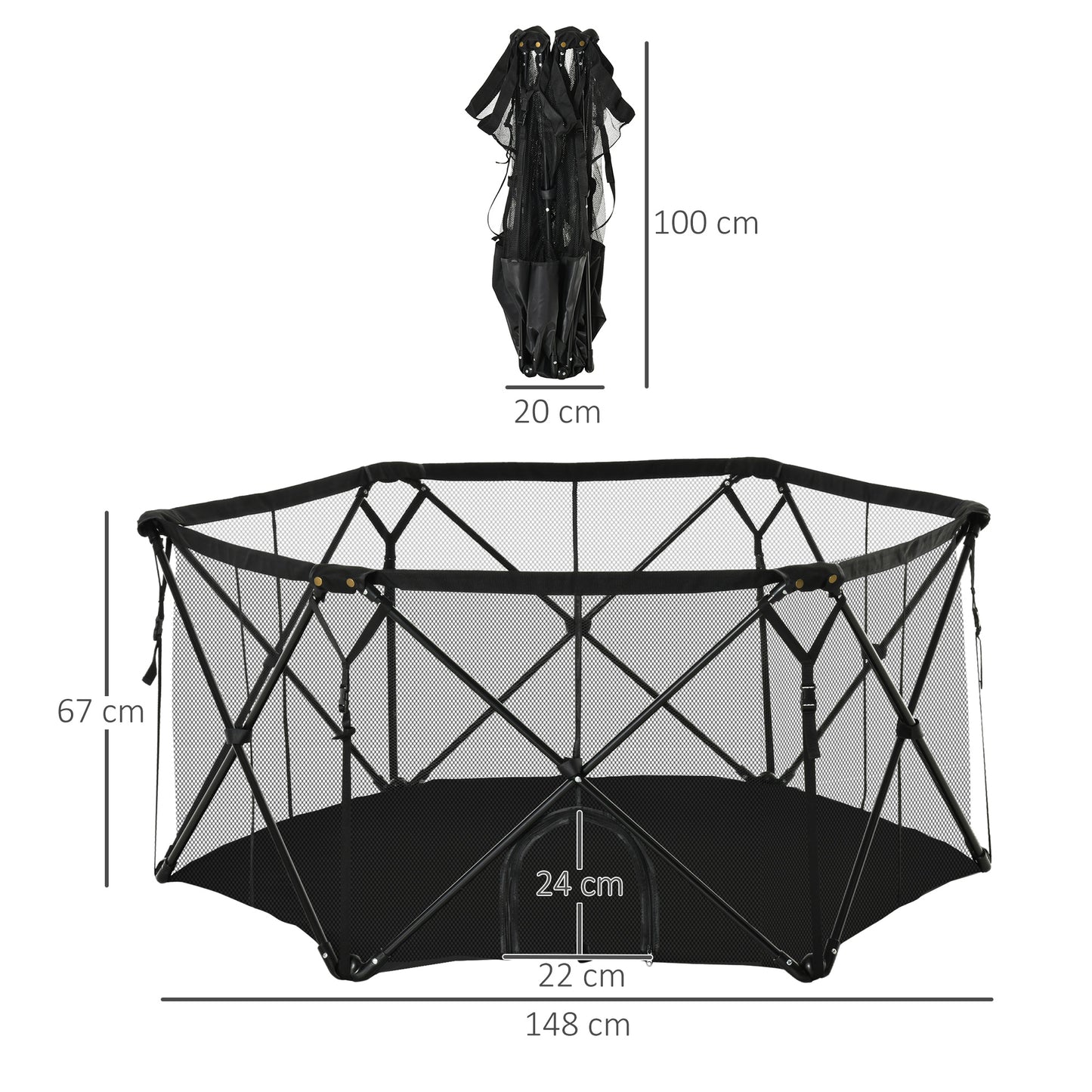 Pawhut Parque Para Mascotas Plegable Acero Con Bolsa De Transporte 148x134x67 Cm_2