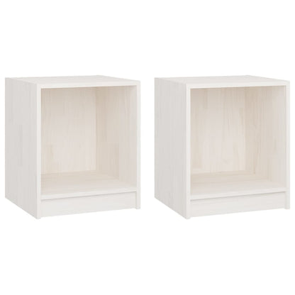 Mesita De Noche 2 Uds Madera De Pino Blanco 35,5x33,5x41,5 Cm_0